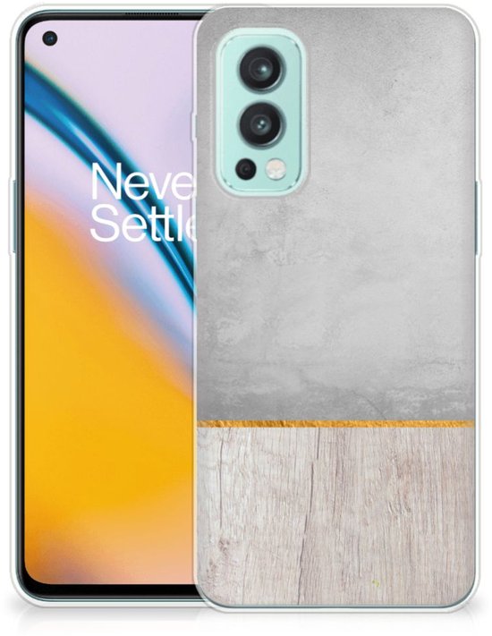 Coque Smartphone OnePlus Nord 2 5G Backcase Coque Siliconen Wood Béton
