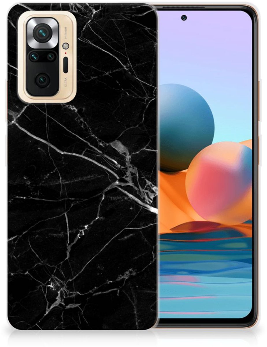 Xiaomi Redmi Note 10 Pro TPU Siliconen Hoesje Marmer Zwart - Origineel Cadeau Vader