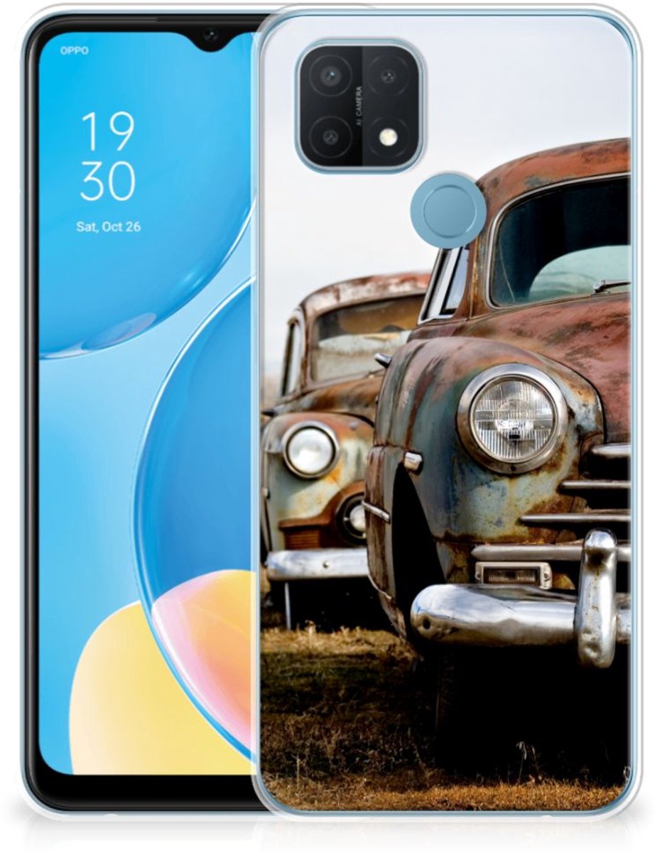 OPPO A15 Siliconen Hoesje met foto Vintage Auto