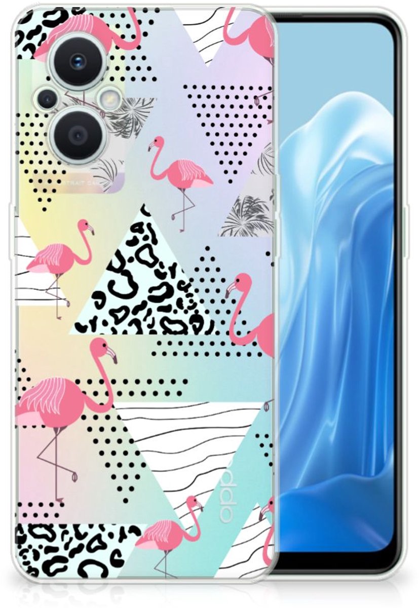 OPPO Reno8 Lite TPU Hoesje Flamingo Triangle