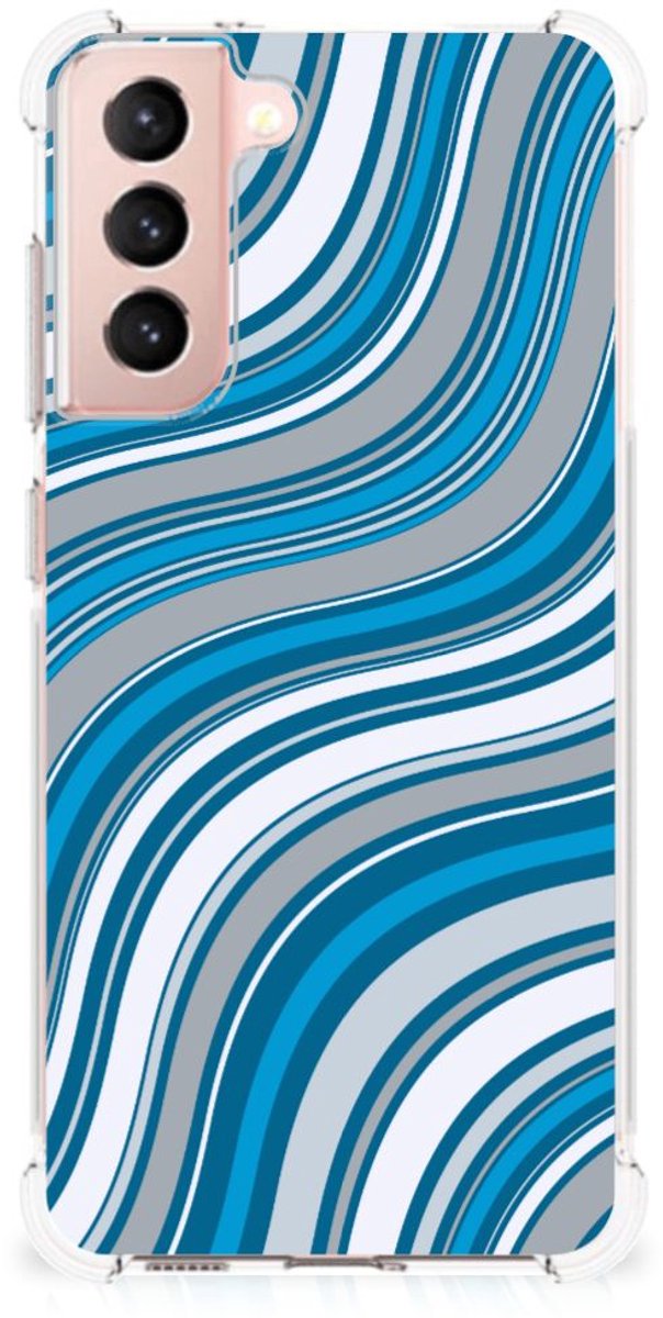 Samsung Galaxy S21 FE Doorzichtige Silicone Hoesje Waves Blue