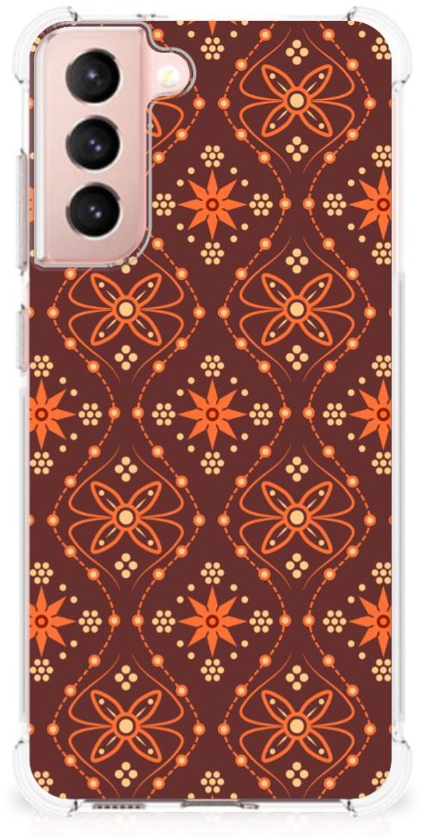 Samsung Galaxy S21 FE Doorzichtige Silicone Hoesje Batik Brown