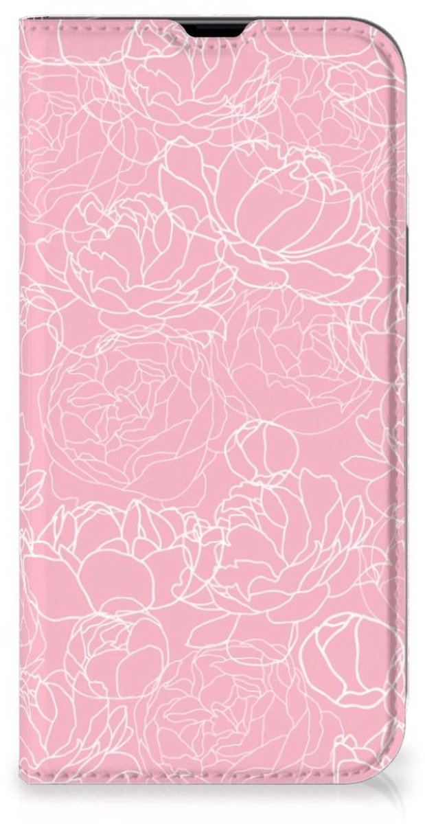 Standcase Hoesje voor iPhone 13 Pro Max Smart Cover White Flowers