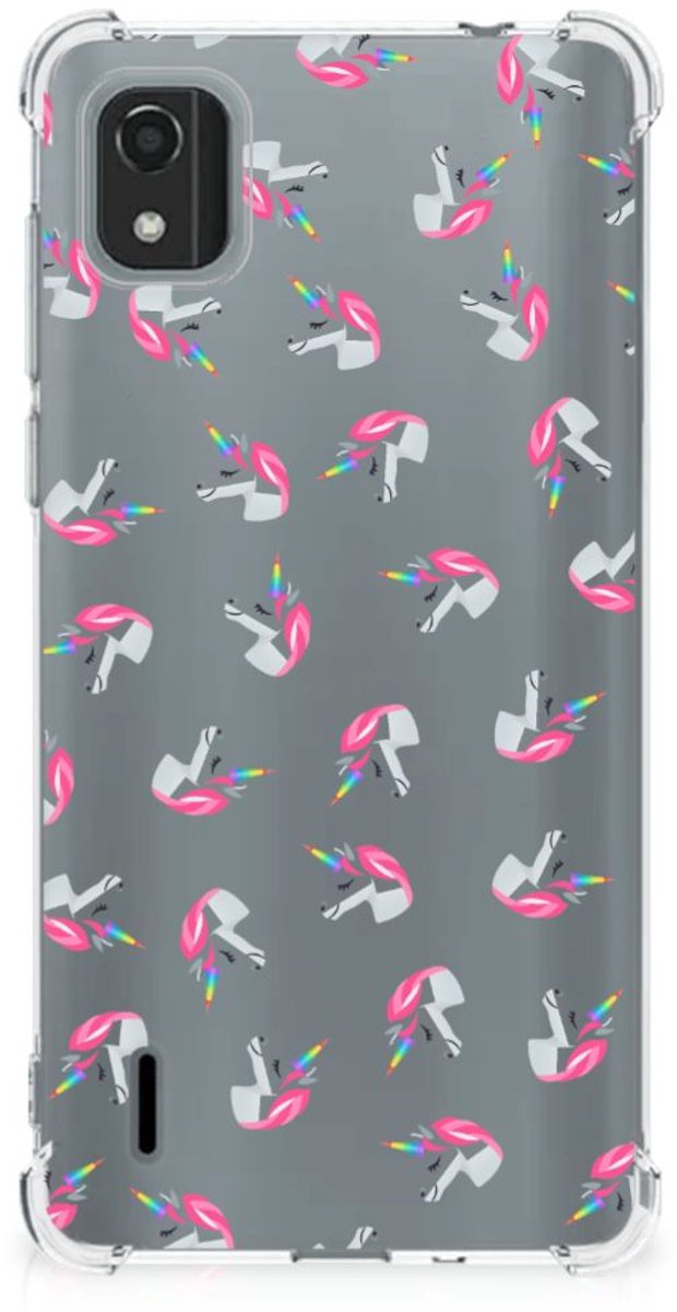 Doorzichtige Silicone Hoesje voor Nokia C2 2nd Edition Unicorns
