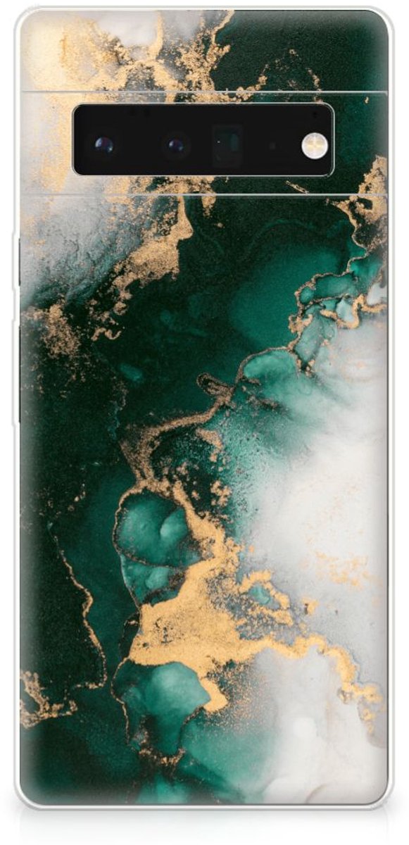 TPU Siliconen Hoesje voor Google Pixel 6 Pro Marmer Groen