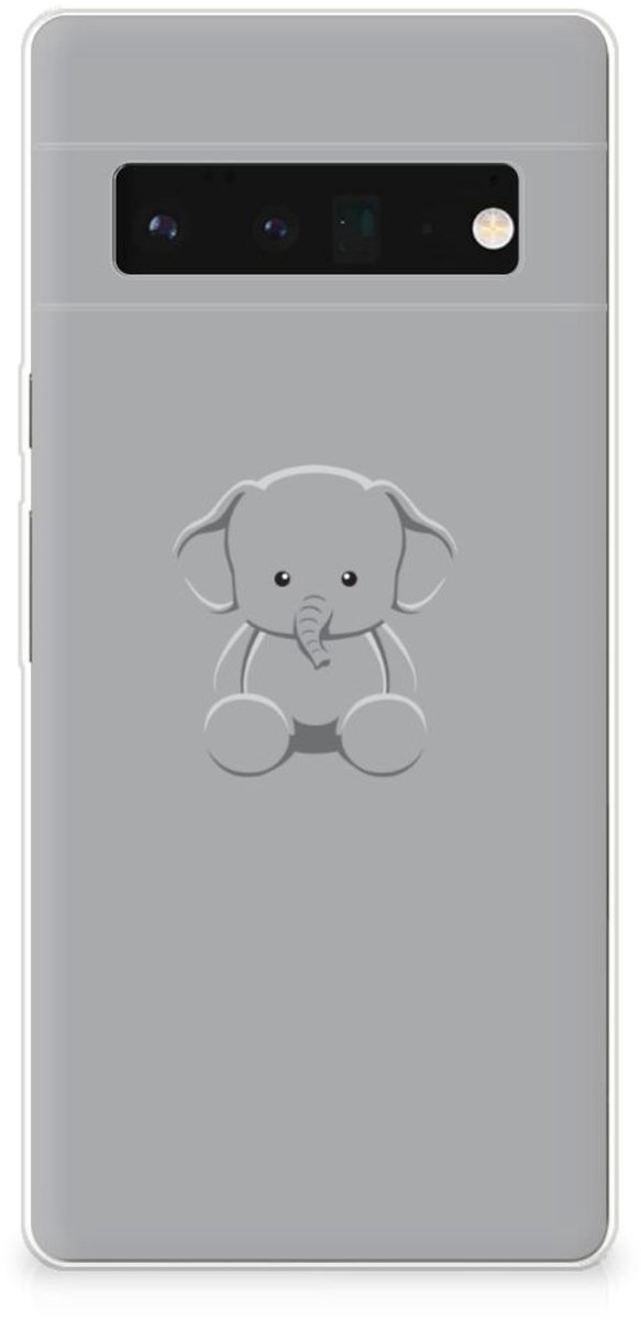 Google Pixel 6 Pro Telefoonhoesje met Naam Grijs Baby Olifant