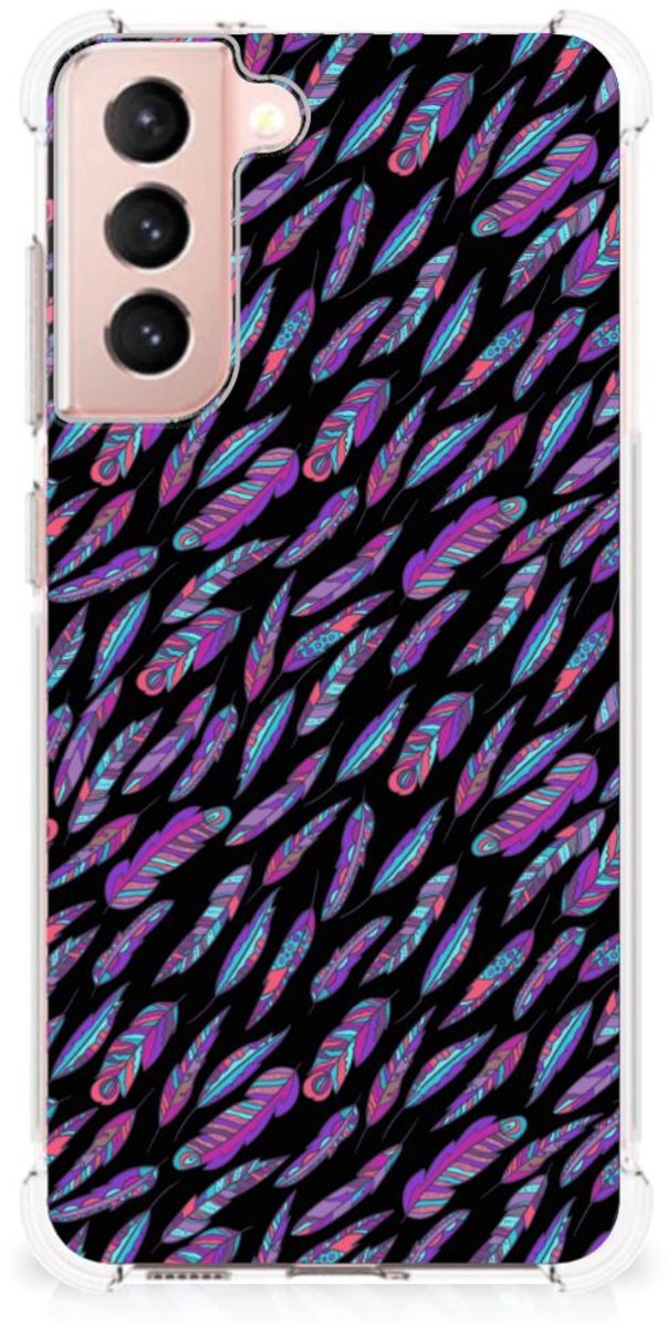 Samsung Galaxy S21 FE Doorzichtige Silicone Hoesje Feathers Color