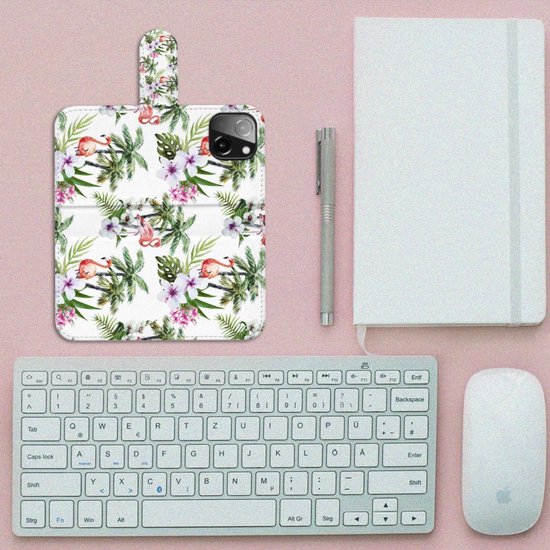 Coque de téléphone iPhone 13 Mini Flip Case avec naam Flamingo Palms