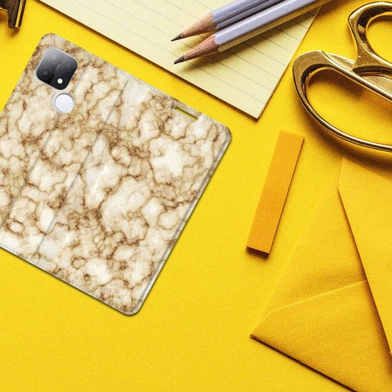 Coque Smartphone OPPO A15 Book Cover Marbre Or