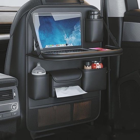 PREMIUM Autostoel Organizer(1 stuk) - Inklapbaar- Carseat Organiser -lederen Auto Stoel Organizer - Tablet houder - Auto Tafeltje - Auto Organizer - Beker houder - Paraplu Houder - Tissue doos houder — afbeelding 4