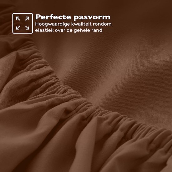 Hoeslaken 90x200 Katoen - Jersey - Plus de couleurs - Sans repassage - Longue durée de vie - Marron