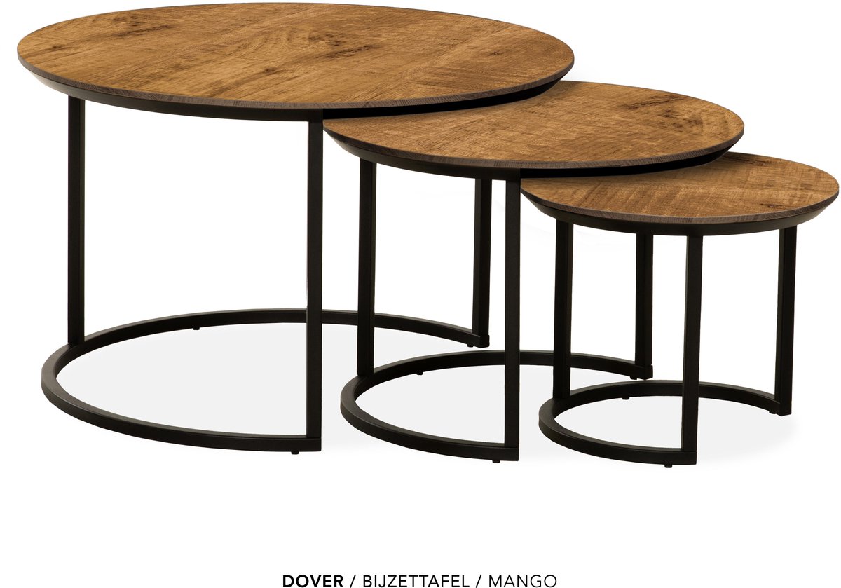 Maxfurn Set van 3 ronde salontafel | kleur: Mango