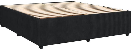 vidaXL - Sommier tapissier - avec - matelas - velours - noir - 200x200 - cm