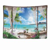 Ulticool - Doorkijk Strand Zee Natuur - Wandkleed - 200x150 cm - Groot wandtapijt - Poster