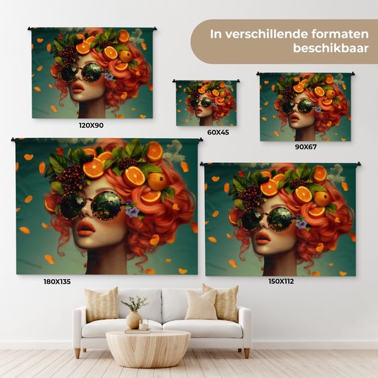 Tapisserie murale 90x67,5 cm - Femme - Orange - Baies - Oranje - Tapisserie murale - Tapisseries