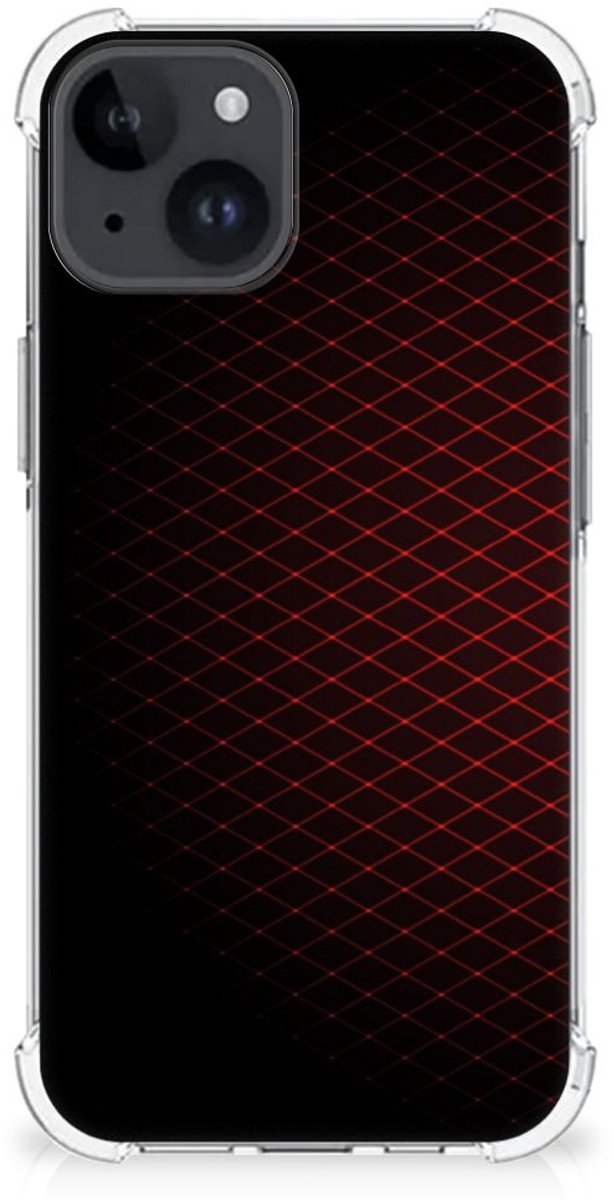 iPhone 15 Plus Doorzichtige Silicone Hoesje Geruit Rood
