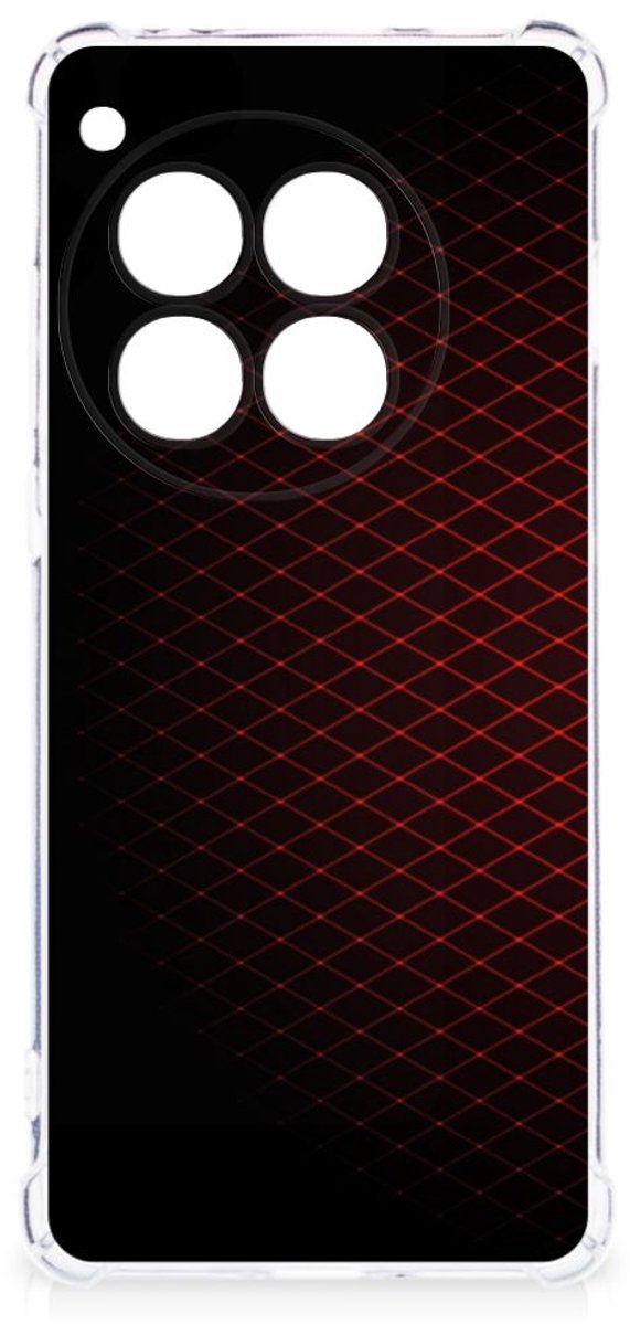 OnePlus 12 Doorzichtige Silicone Hoesje Geruit Rood