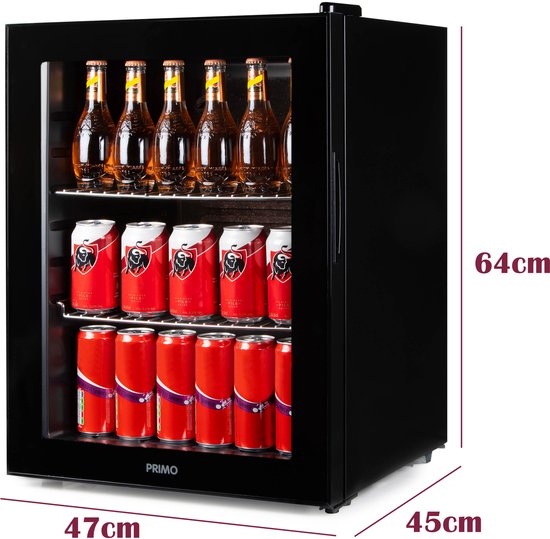 Sommertal GK50 Koelkast met glazen deur, stille drankkoelkast met led