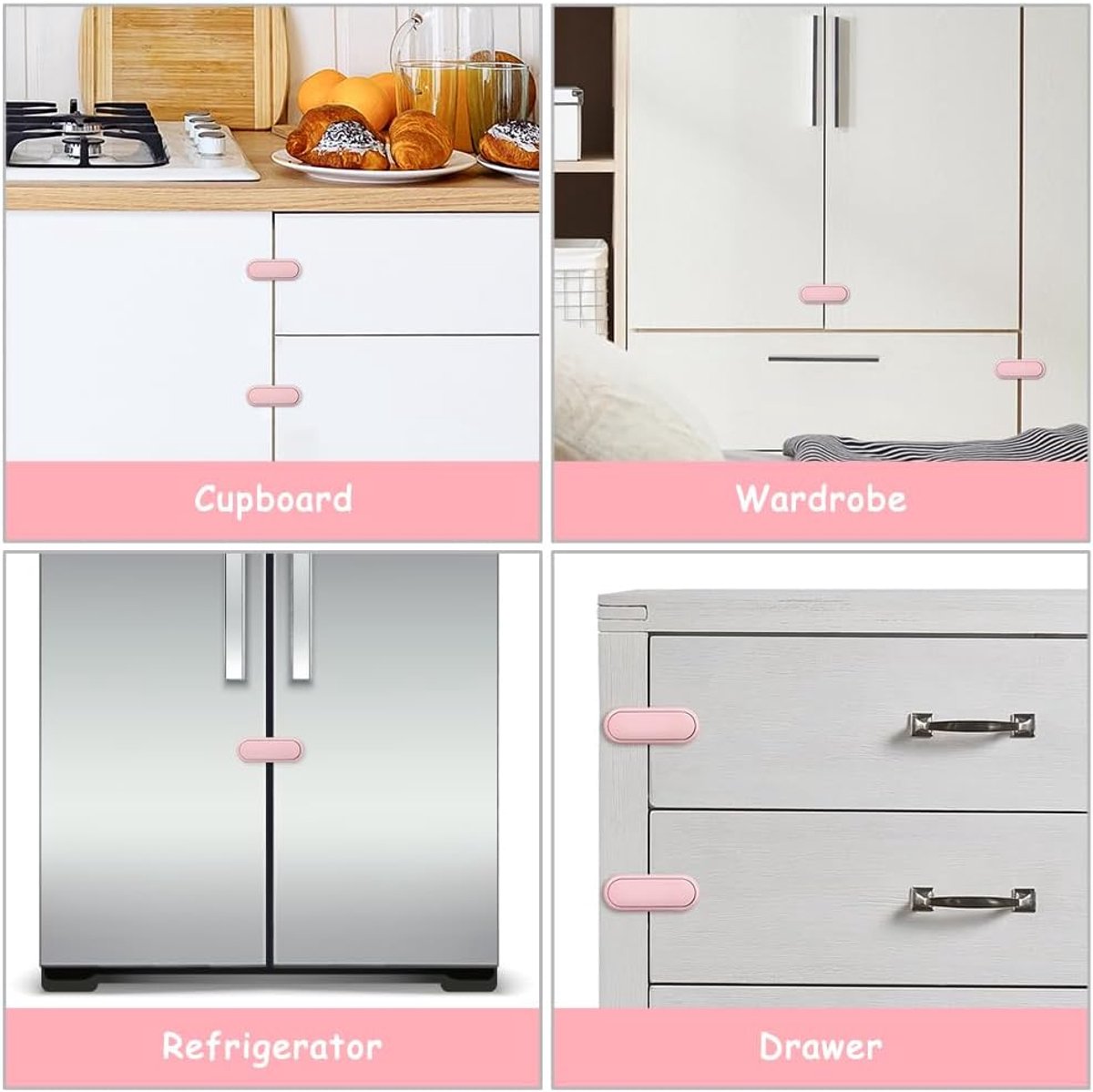 Kastsloten voor kinderen - 10stuks - Zelfklevend - Kinderslot Kastjes - kast- & ladebeveiliging - Ladebeveiliging voor Baby - Kastsloten Babyveilig - Kinderveiligheid Kastsloten voor Kinderen - Kinderbeveiliging Slotjes - roze – foto 6
