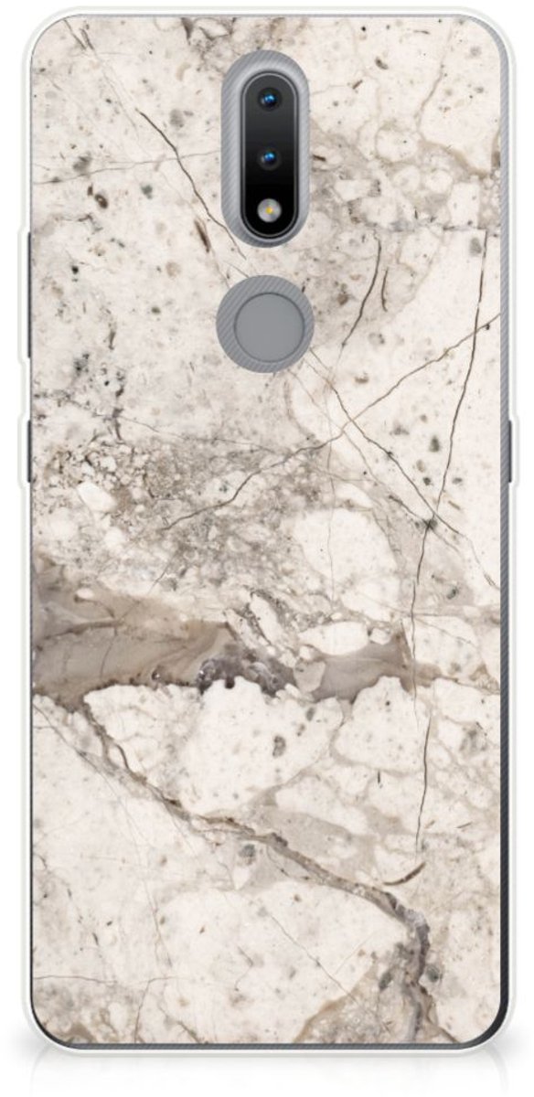 Nokia 2.4 TPU Siliconen Hoesje Marmer Beige