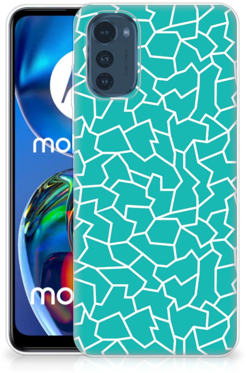 Motorola Moto E32/E32s Hoesje maken Cracks Blue