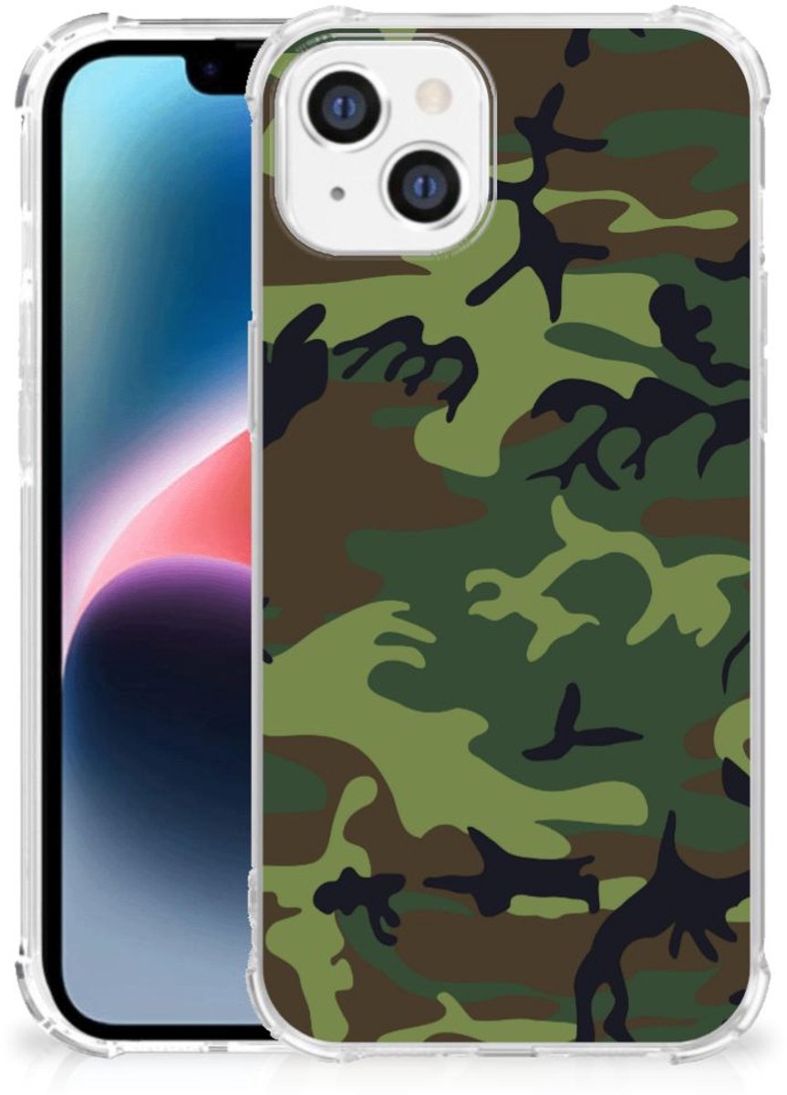 Apple iPhone 14 Plus Doorzichtige Silicone Hoesje Army Dark