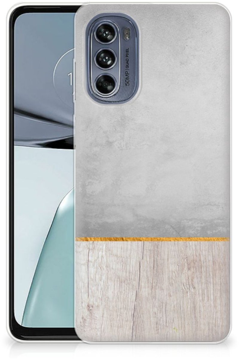 Motorola Moto G62 5G Bumper Hoesje Wood Concrete