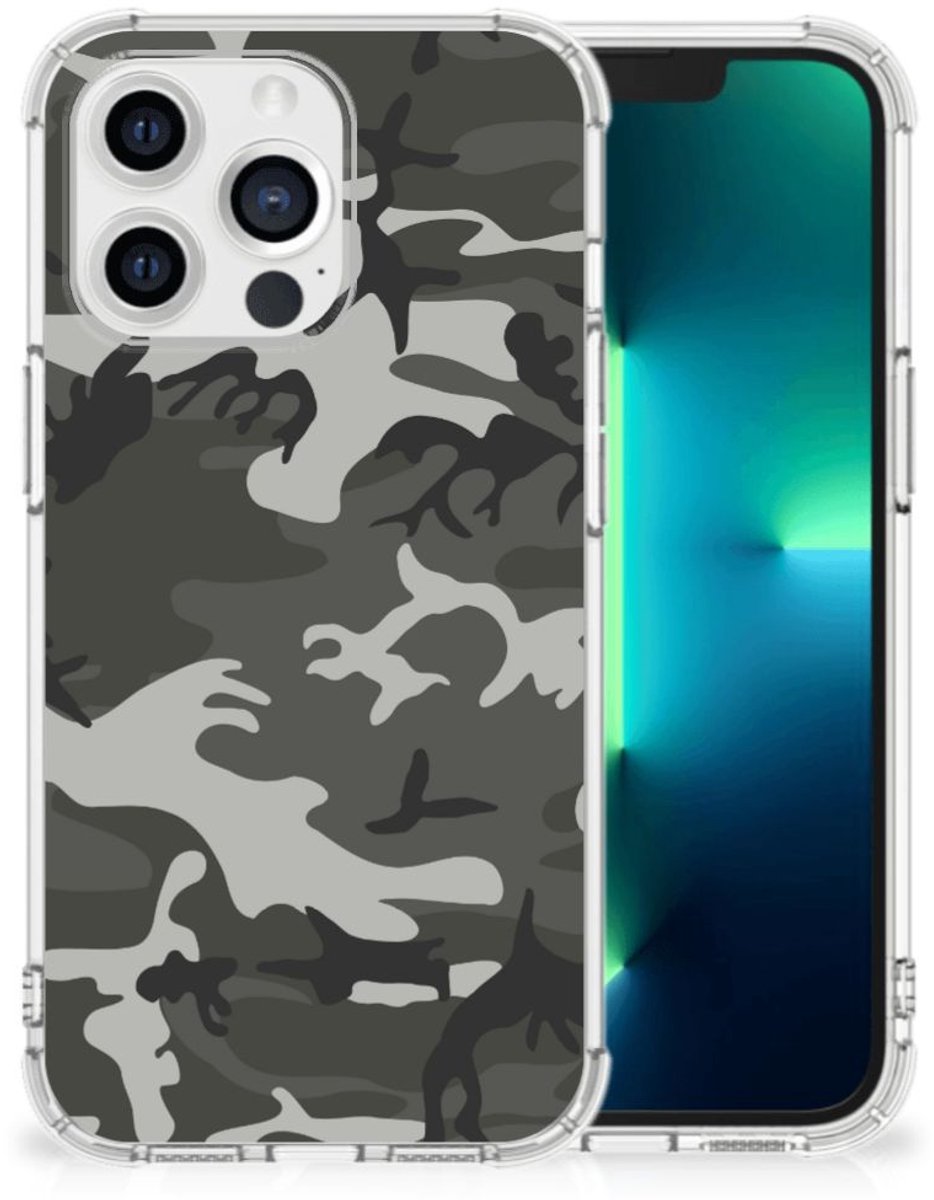 Back Cover voor Apple iPhone 13 Pro Doorzichtige Silicone Hoesje Army Light