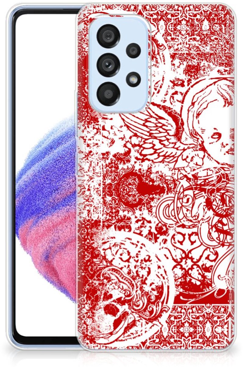 Silicone Back Case Samsung Galaxy A53 5G Angel Skull Rood