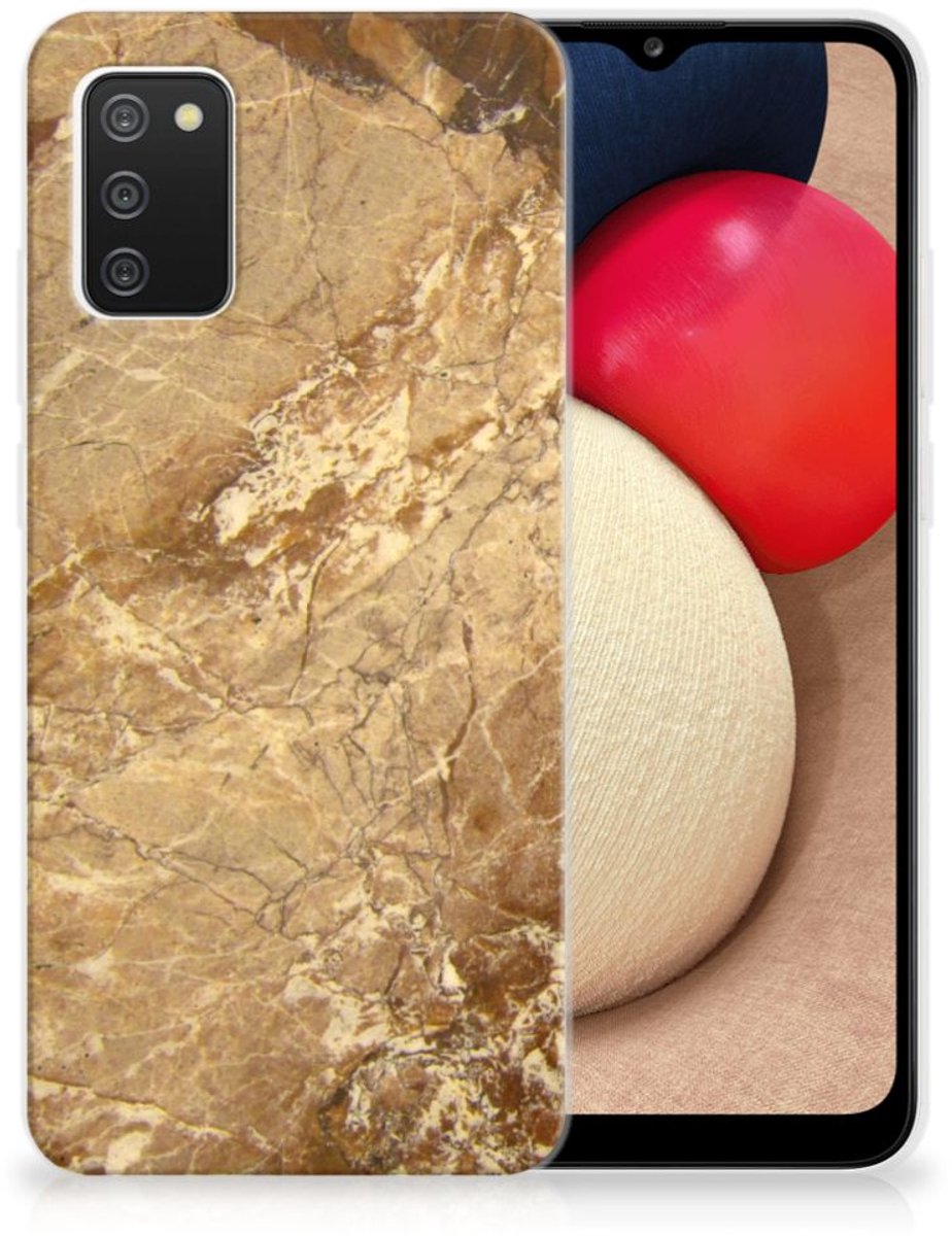 Samsung Galaxy A02s TPU Siliconen Hoesje Marmer Creme