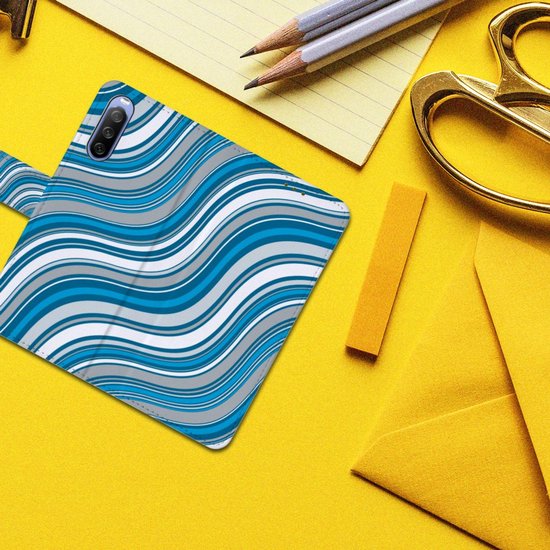 Book Case Sony Xperia 10 III Cover Waves Blue