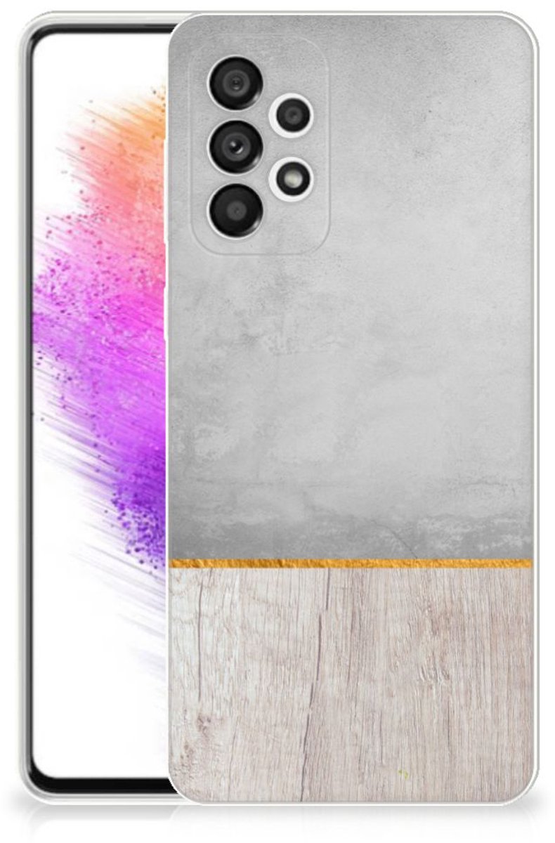Samsung Galaxy A73 5G Bumper Hoesje Wood Concrete