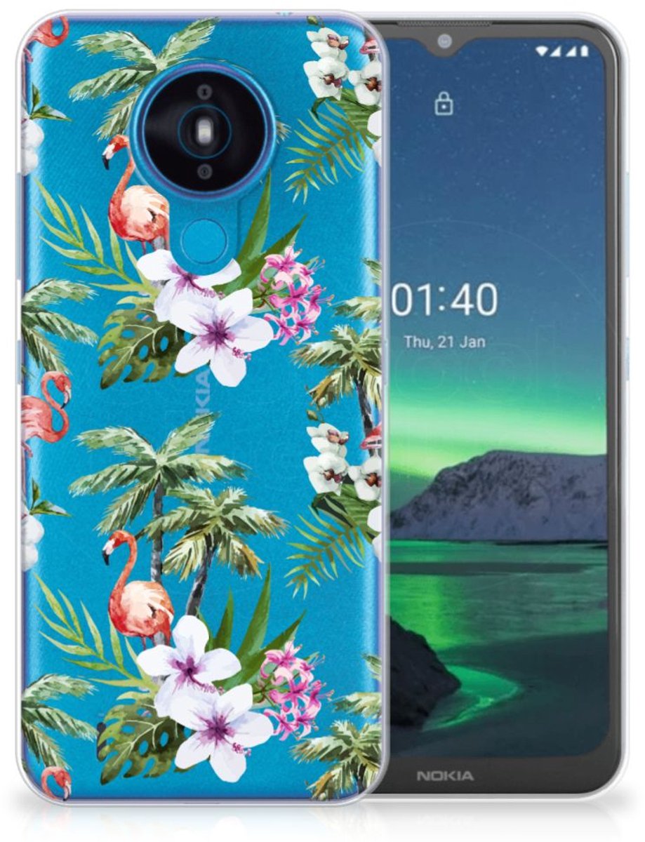 Nokia 1.4 TPU Hoesje Flamingo Palms