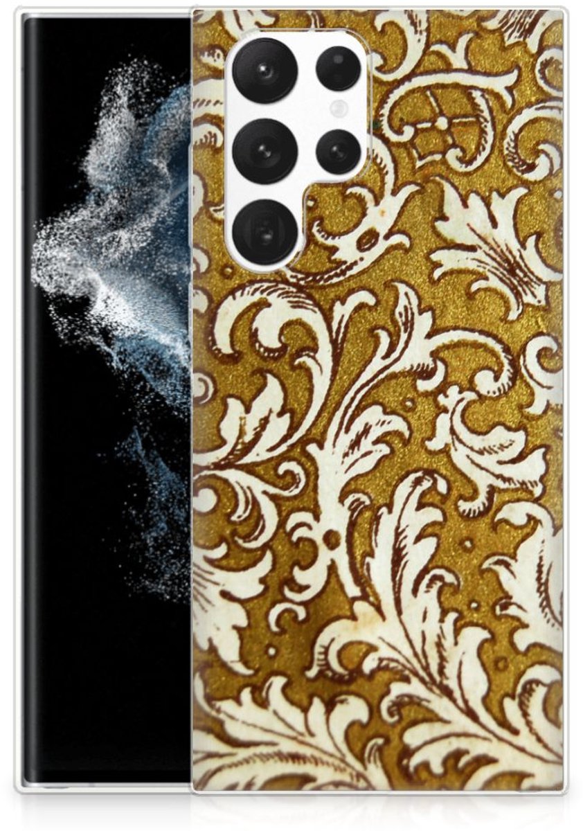 Siliconen Hoesje Samsung Galaxy S22 Ultra Barok Goud