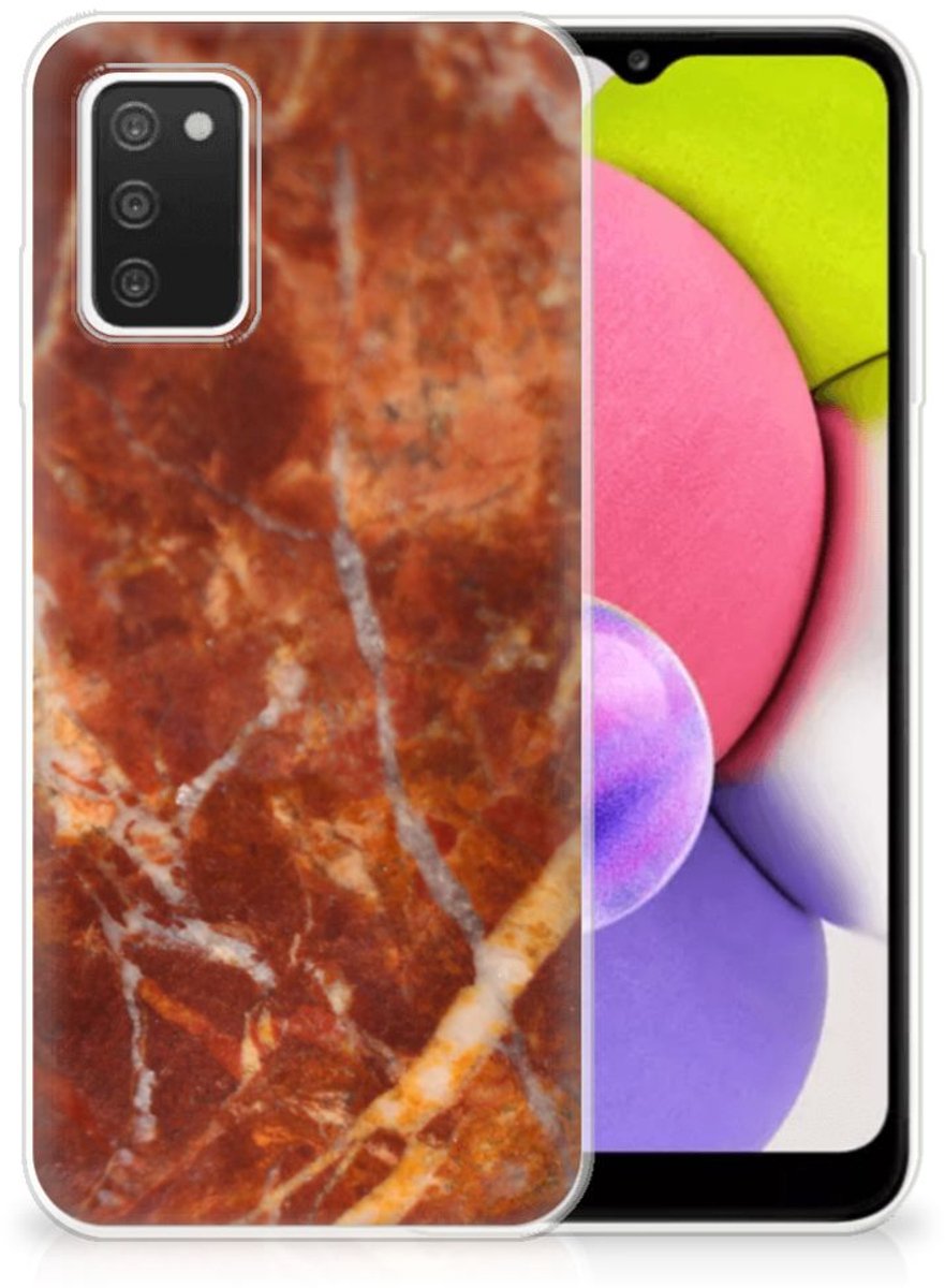 Samsung Galaxy A03S TPU Siliconen Hoesje Marmer Bruin