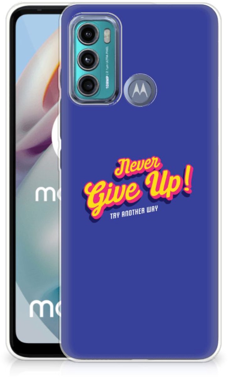 Motorola Moto G60 Siliconen hoesje met naam Never Give Up