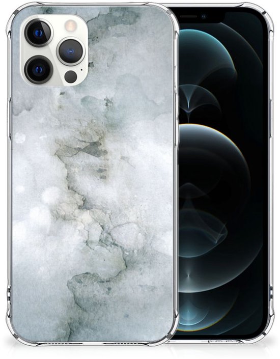 Coque de téléphone robuste iPhone 12 Pro Max coque de téléphone avec bord transparent peinture gris