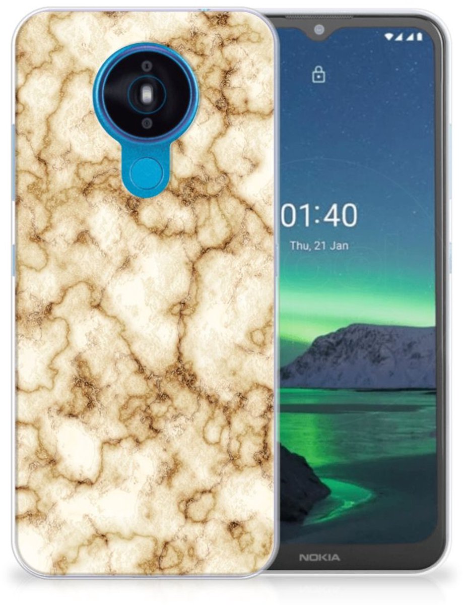 Nokia 1.4 TPU Siliconen Hoesje Marmer Goud