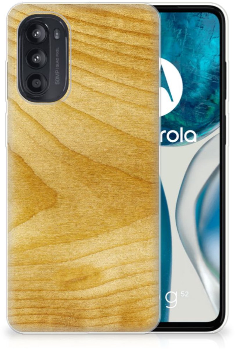 Motorola Moto G52/G82 Bumper Hoesje Licht Hout