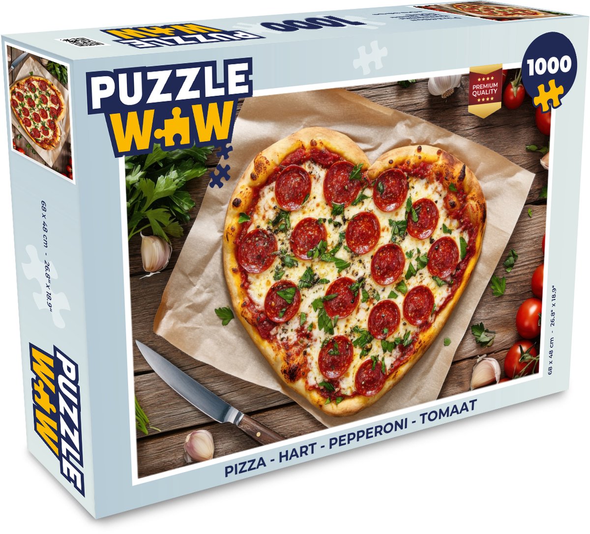 Puzzel Pizza - Hart - Pepperoni - Tomaat - Legpuzzel - Puzzel 1000 stukjes volwassenen