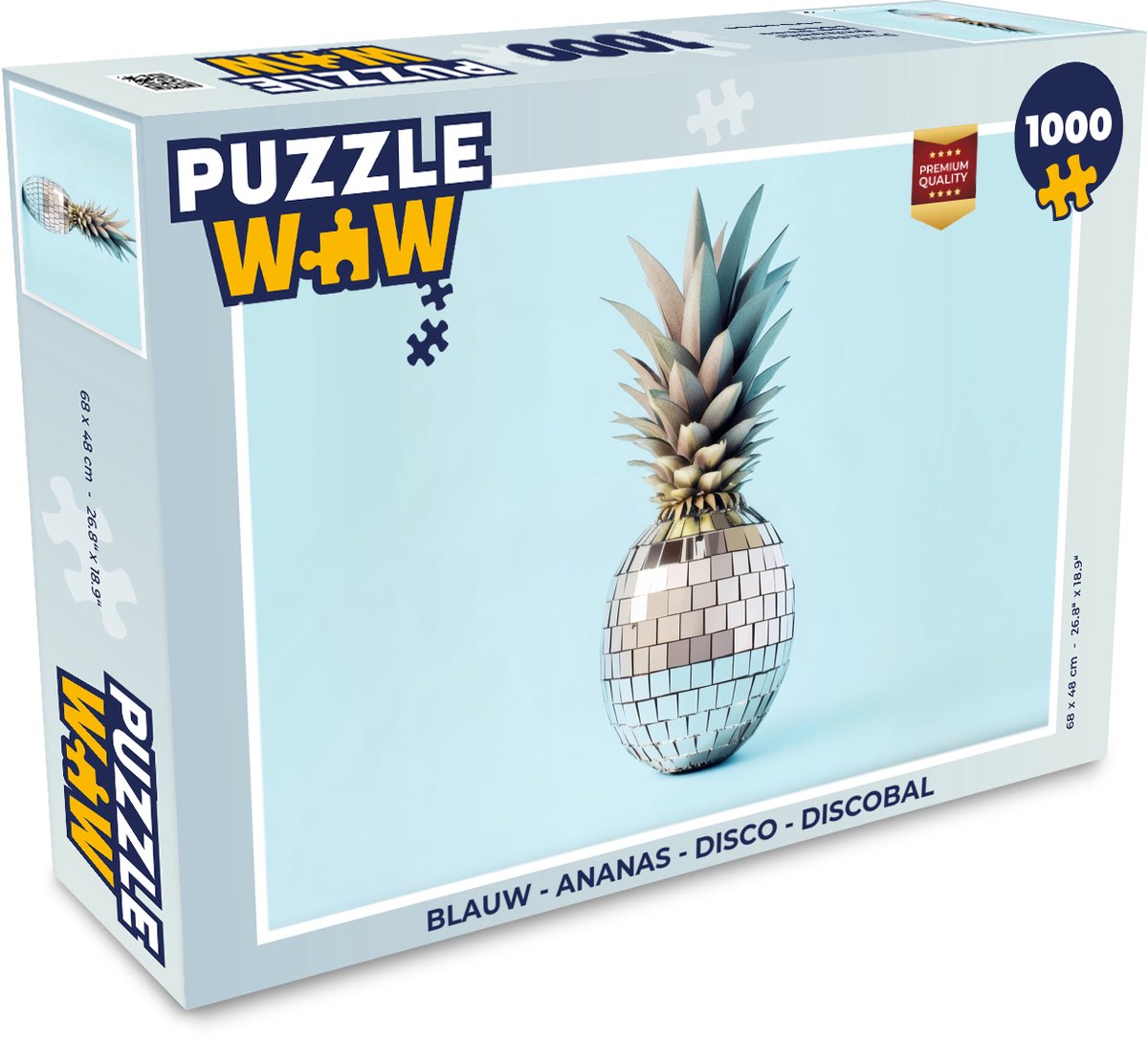 Puzzel Blauw - Ananas - Disco - Discobal - Legpuzzel - Puzzel 1000 stukjes volwassenen