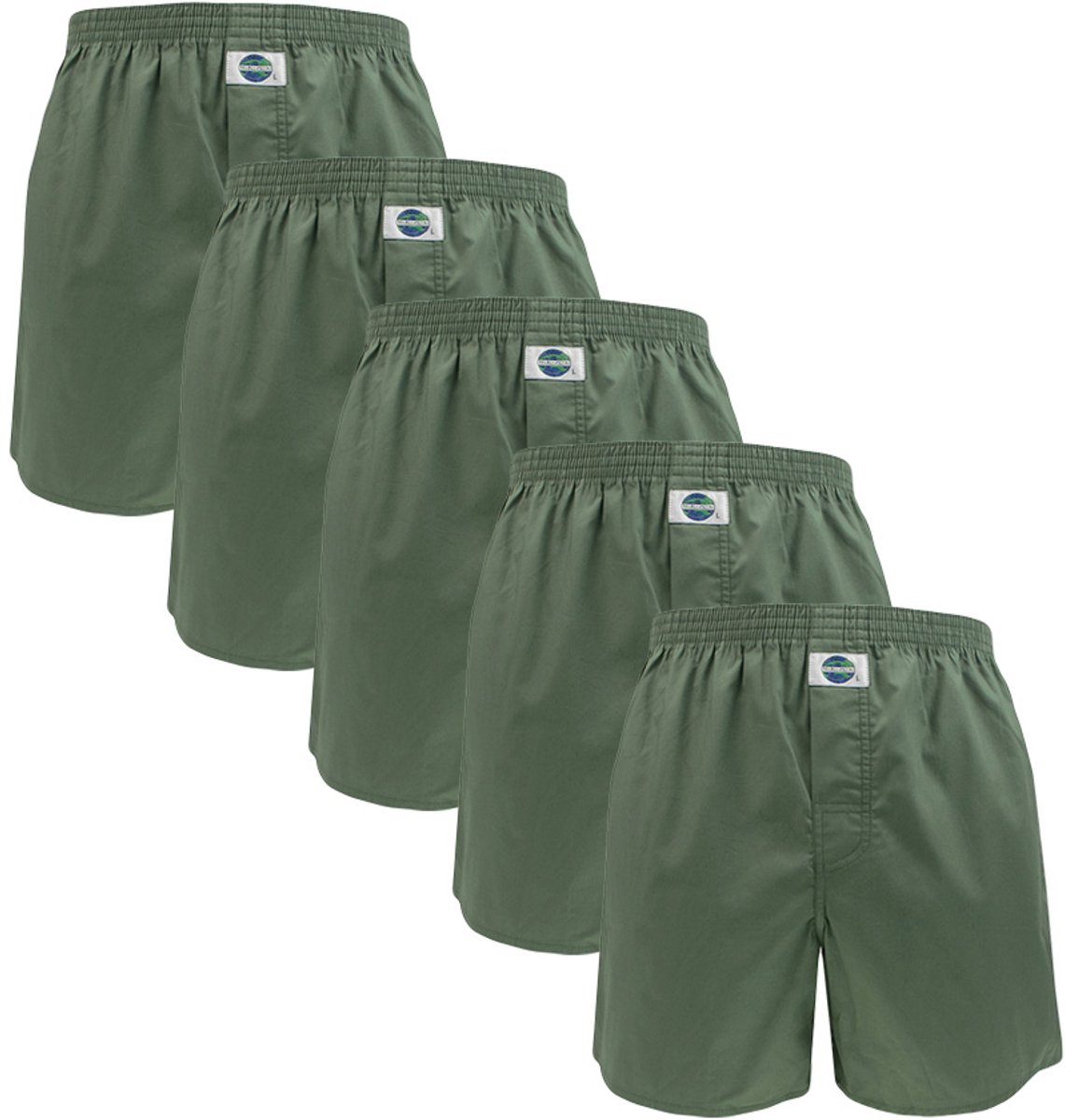 DEAL heren 5P wijde boxershorts groen
