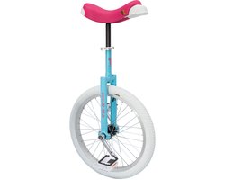 Qu-ax Luxus 20 inch eenwieler blauw met roze zadel