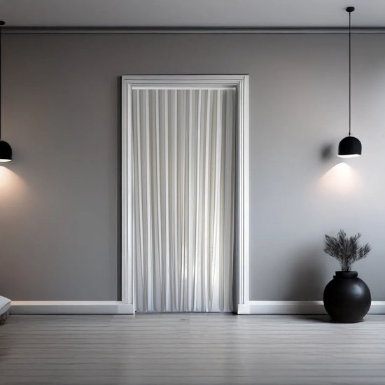 Jekra Vliegengordijn/deurgordijn Linten - 90x220 cm - Wit/Grijs