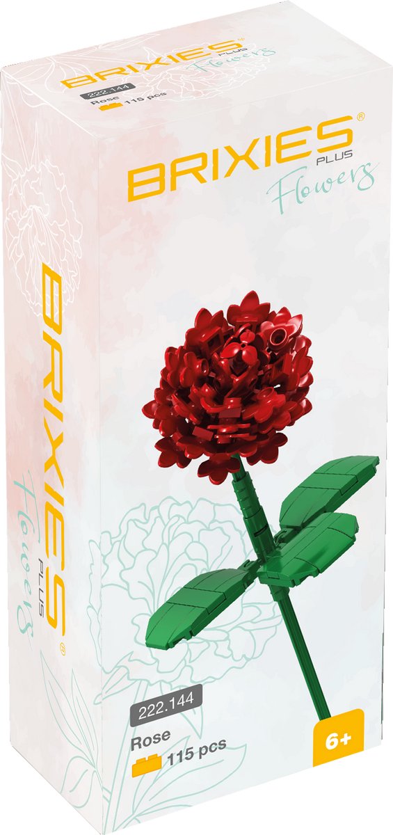 Bloem Rode Roos- Brixies- nano-bouwsteentjes