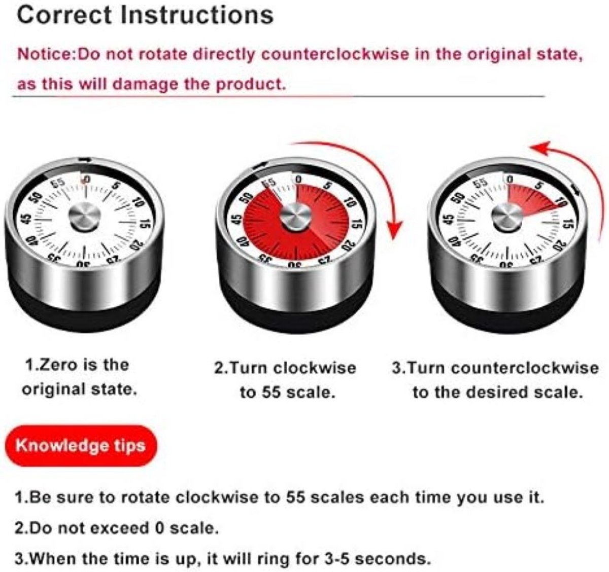 1 Stuk - Kookwekker - Chef-kookwekker Met Luid Alarm - Geen Batterijen Nodig Magnetische Kookwekker Prachtige Roestvrijstalen Behuizing Telherinnering 8 8 3cm