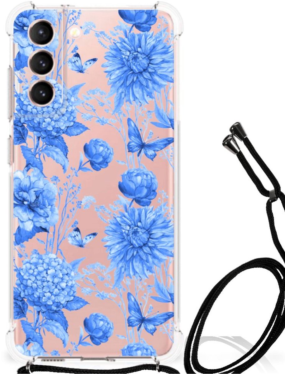 Case voor Samsung Galaxy S21 FE Flowers Blue