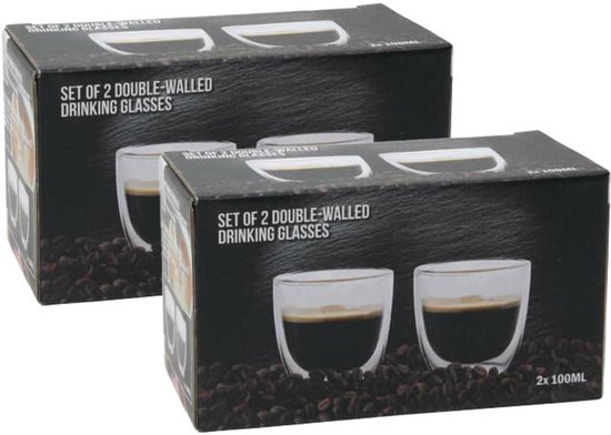 Set a 2 theeglazen of koffieglazen dubbelwandig - Wilpster Warenhuis