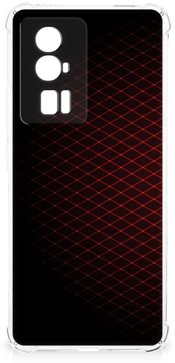 Xiaomi Poco F5 Pro Doorzichtige Silicone Hoesje Geruit Rood