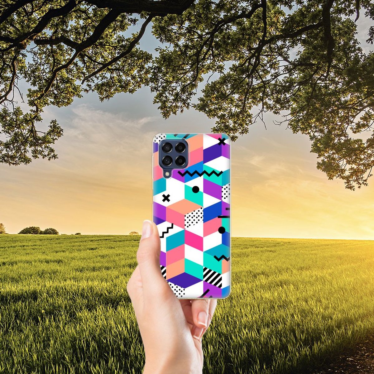 Samsung Galaxy M53 TPU Hoesje Blokken Kleurrijk
